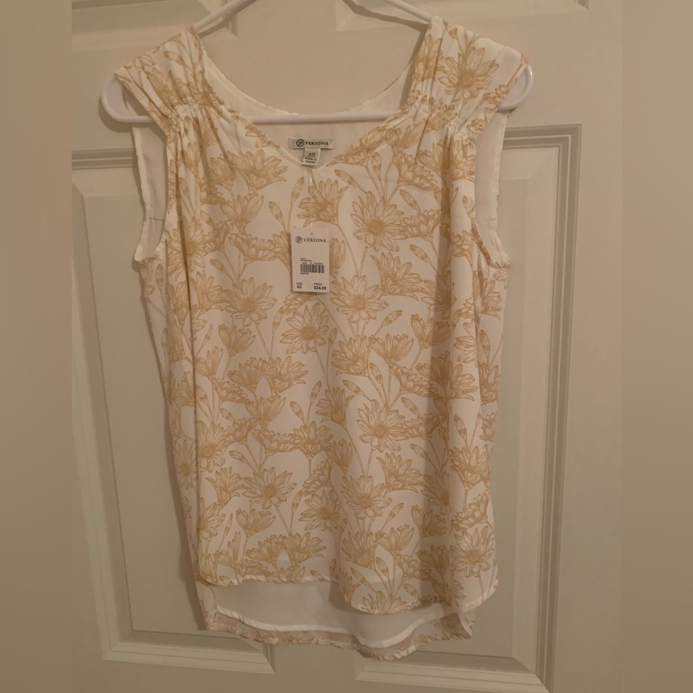 Versona Gold Floral Blouse on White